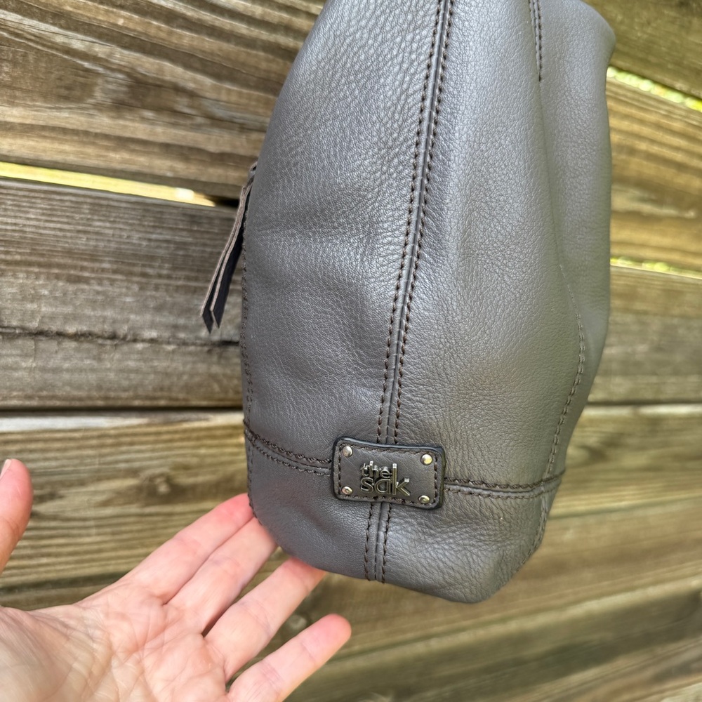 The Sak Sequoia Leather Hobo Bag Grey Pebbled Boho Minimalist Buttery Soft - Picture 10 of 11